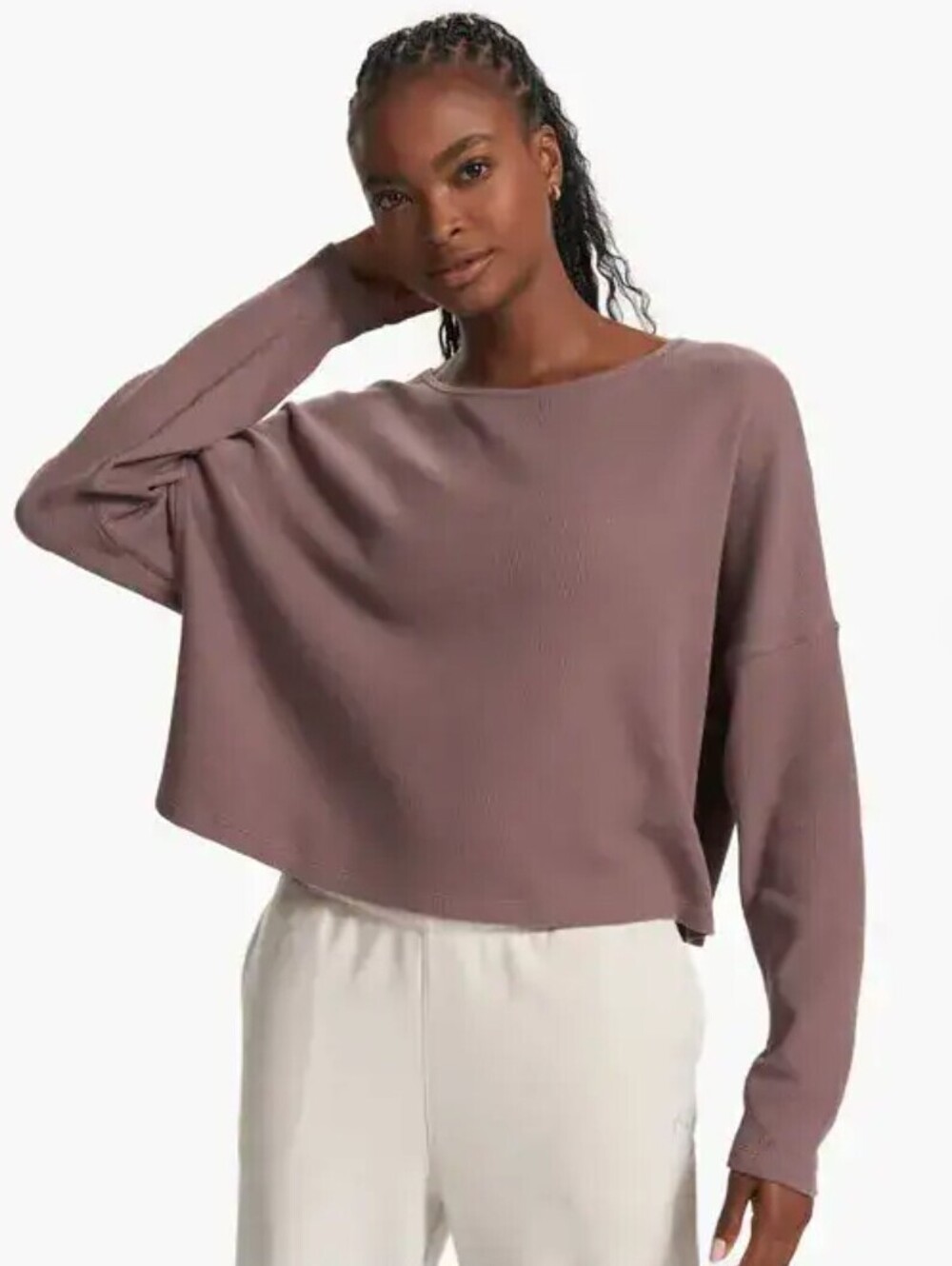vuori Women's Rosewood Slouchy Waffle Crew Top - Size - Medium